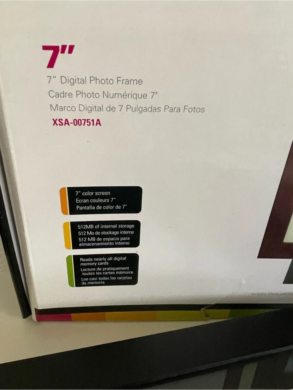Polaroid 7” Digital Photo Picture Frame Black Brown